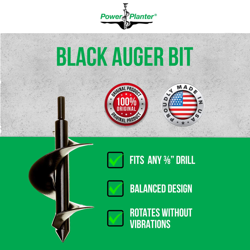 Power Planter Bulb & Bedding Black Auger Bit (3"x7") with 3/8" Non-Slip Hex Drive for Bulb Planting and Gardening Equipment for Grass and The Lawn, Mixing Paint, Earth Auger for Home Projects