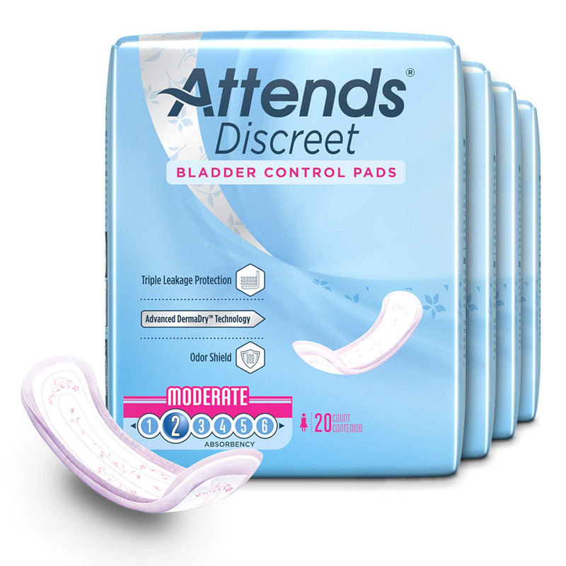 Attends Discreet Bladder Control Pads, Moderate Absorbency Liner Pads, ADPMOD - Pack of 20