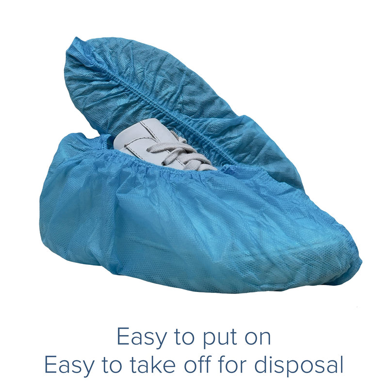 Innovative Haus Premium Thick Disposable Boot & Shoe Covers | Durable, Non-Slip, Treads, Water Resistant, Non-Toxic, 100% Latex Free | Stronger than Competitor-40 grams |100-Pack Blue| (Large) Large