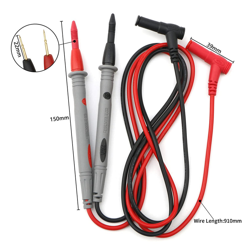 Ellbest 5Pcs Multimeter Test Leads, Precision Sharp Probe Test Lead 1000V 20A Gold-Plated Probe Leads Suitable for Most of Digital Multimeter
