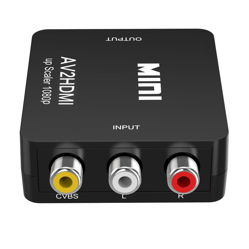 RCA to HDMI,AV to HDMI Converter,ABLEWE 1080P Mini RCA Composite CVBS Video Audio Converter Adapter Supporting PAL/NTSC for TV/PC/ PS3/ STB/Xbox VHS/VCR/Blue-Ray DVD Players Black