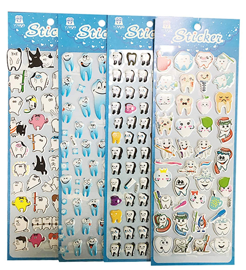 YOUYA DENTAL 3D Stickers, Dental Molar Shaped Cartoon Teeth Stickers 12pcs Cute Tooth Paper Stickers Plastic Sticker for Dentist Dental Gift Kids Scrapbook Sticker-01
