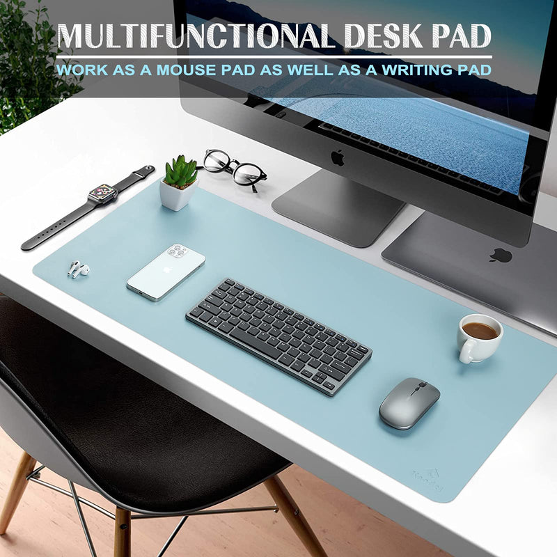 Knodel Desk Mat, Office Desk Pad, Waterproof Desk Mat for Desktop, Leather Desk Pad for Keyboard and Mouse, Desk Pad Protector for Office and Home (31.5" x 15.7", Light Blue) 31.5" x 15.7"