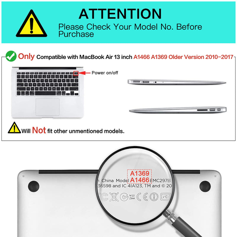 MOSISO Compatible with MacBook Air 13 inch Case (A1369 A1466, Older Version 2010-2017 Release), Plastic Hard Shell Case & Sleeve Bag & Keyboard Cover & Webcam Cover & Screen Protector, Rose Quartz