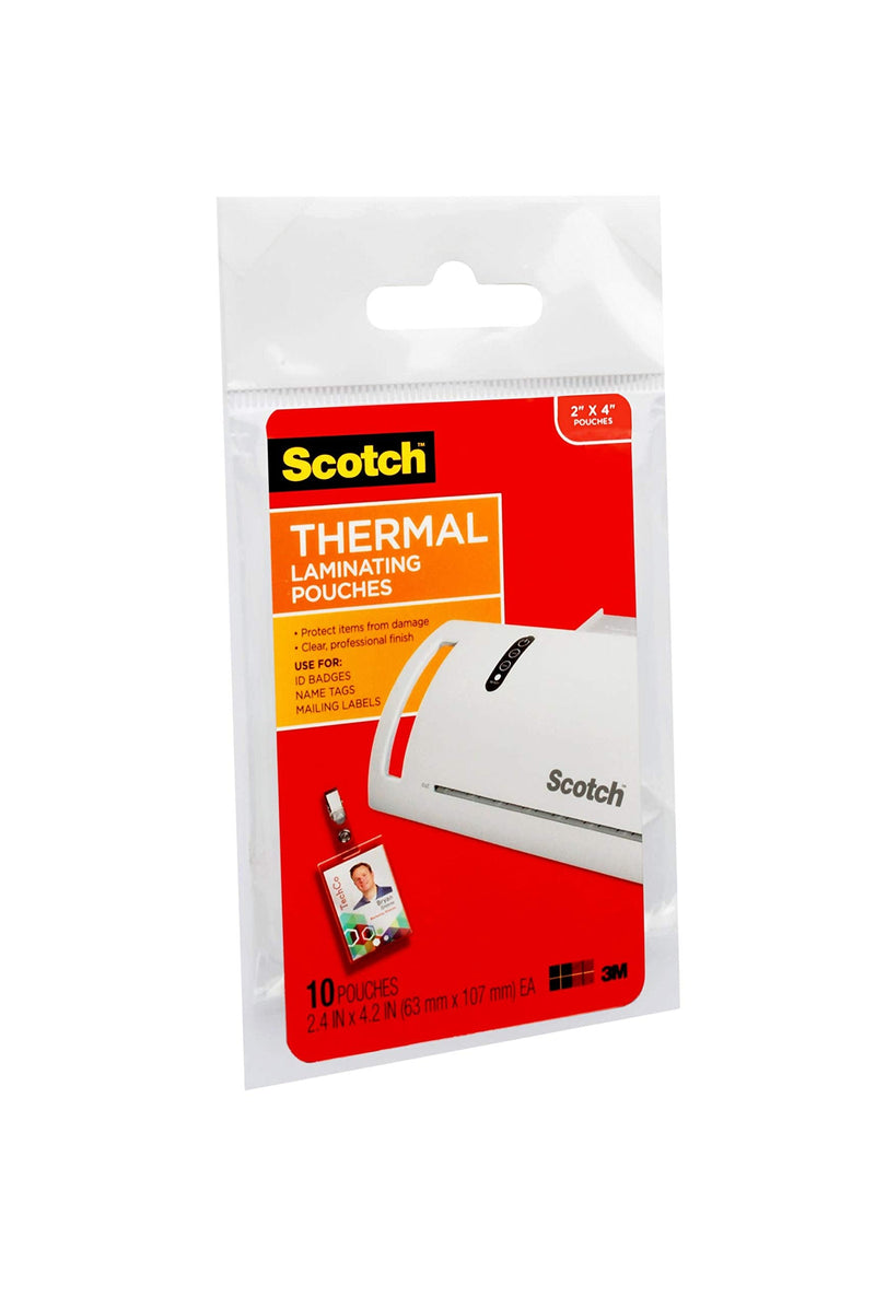 Scotch Thermal Laminating Pouches, 5 Mil Thick for Extra Protection, Professional Quality, 2.4 x 4.2-Inches, ID Badge without Clip, 100-Pouches (TP5852-100)