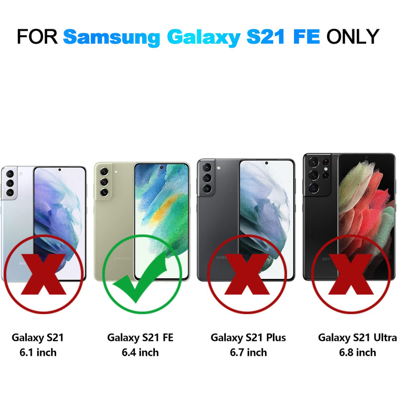 Nvollnoe for Samsung S21 FE Case with Card Holder Dual Layer Heavy Duty Protective Galaxy S21 FE Case Hidden Card Slot Slim Wallet Case for Samsung S21 FE 5G 6.4''(Blue) Blue