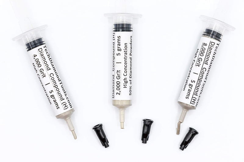 TechDiamondTools Kit of 3 Diamond Polishing Compound Polishing Paste 2000 4000 8000 Grit for Marble Glass Metal Rock Jewelry Resin Silver Gemstone with High Concentration of Diamond Powder USA Made 8000 4000 2000 grit