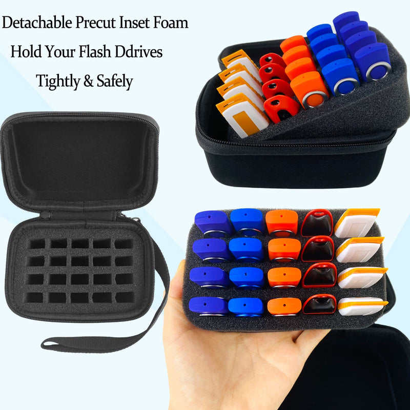 Flash Drive Case JBOS USB Holder 20 Slots Memory Stick Storage Case Hard Shell Thumb Drive Case Organizer for USB Sticks, Zip Drive Case, Jump Drive Case, USB Case (Black / 20 Slots ) 20 Capacities