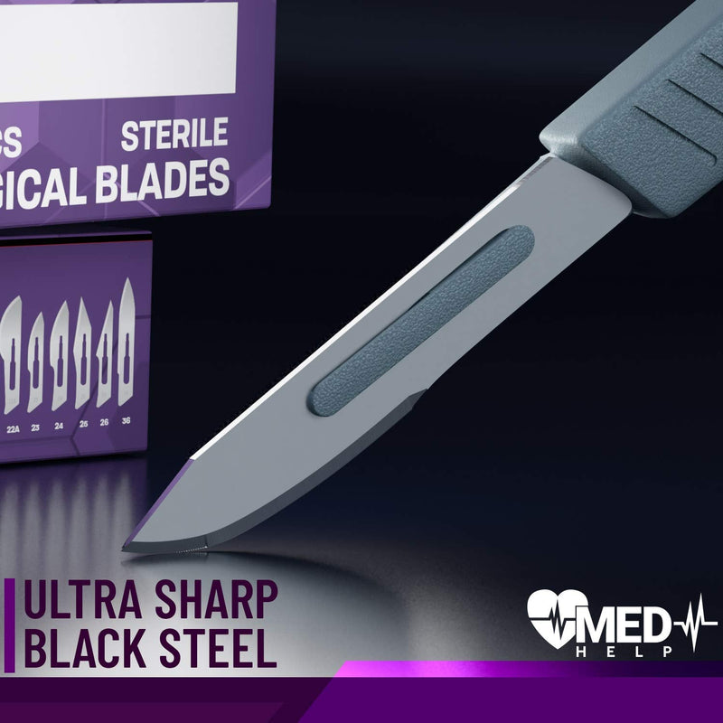 MedHelp Pack of 100 Disposable Scalpel Blades #10, Size 10 Surgical Blades, High Carbon Steel Dermaplane Blade Tool. Individually Wrapped #10 Scaple Blade, Sterile