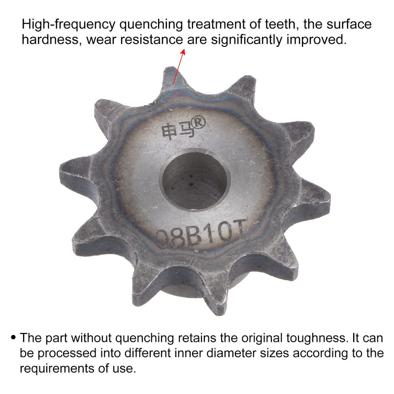 uxcell 10 Teeth Sprocket Type B Single Strand 1/2" Pitch, 10mm Bore A3 Carbon Steel for ISO 06B