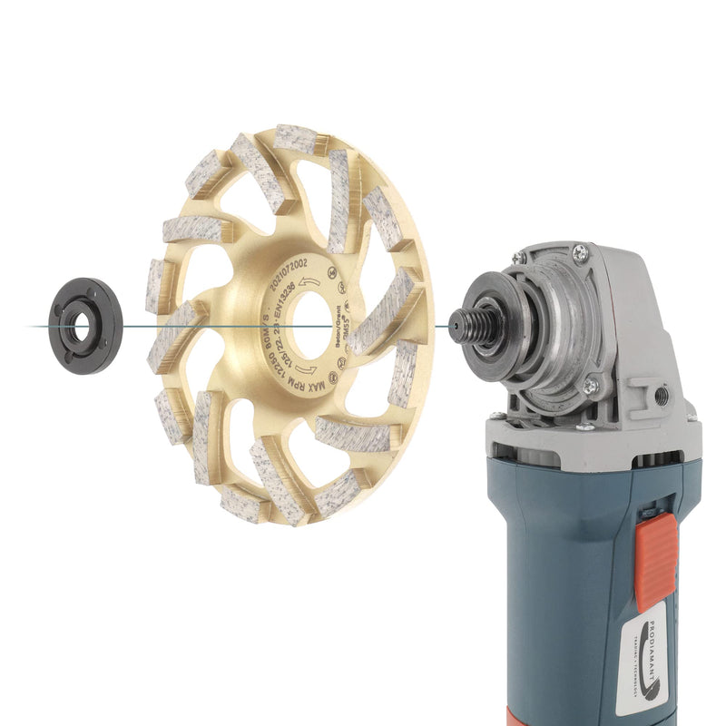 PRODIAMANT diamond cup wheel 125 mm x 22.2 mm Turbo ST81 diamond grinding wheel concrete natural stone professional quality 125 / 22.23 mm
