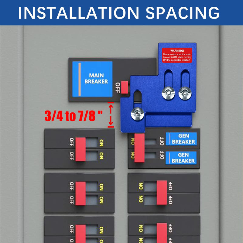 LATING Anodized Generator Interlock Kit for Main Square D QO or Homeline 100 or 125 Amp Electrical Panels with 3/4 to 7/8 Inches Spacing, Blue