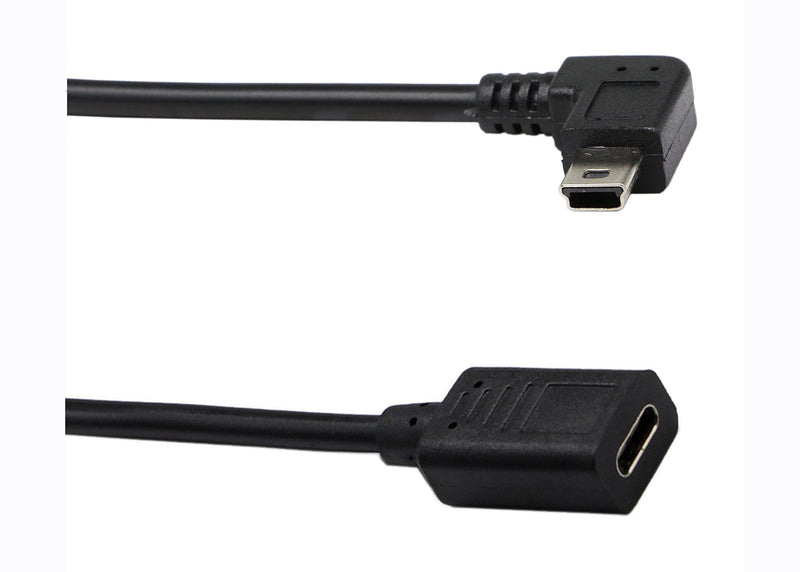 zdyCGTime (30CM) Mini USB to USB C Cable, USB Type C Female to 90 Degree Mini USB Male Extension Cable Simultaneously Data Sync and Charging Cable for Phonesã€Computersã€Tablets (90 Degree Mini USB)