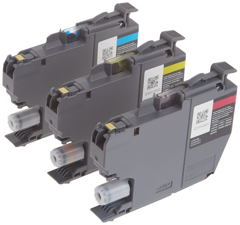 Brother Printer Genuine LC30133PKS 3-Pack High Yield Color Ink Cartridges, Page Yield Up to 400 Pages/Cartridge, Includes Cyan, Magenta and Yellow, LC3013 3 Color Ink