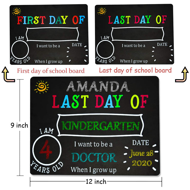 First and Last Day of School Chalkboard Signs for Kids, 10'' x 8'' Back to School Chalkboard Sign - Reusable Back to School Photo Props 1#