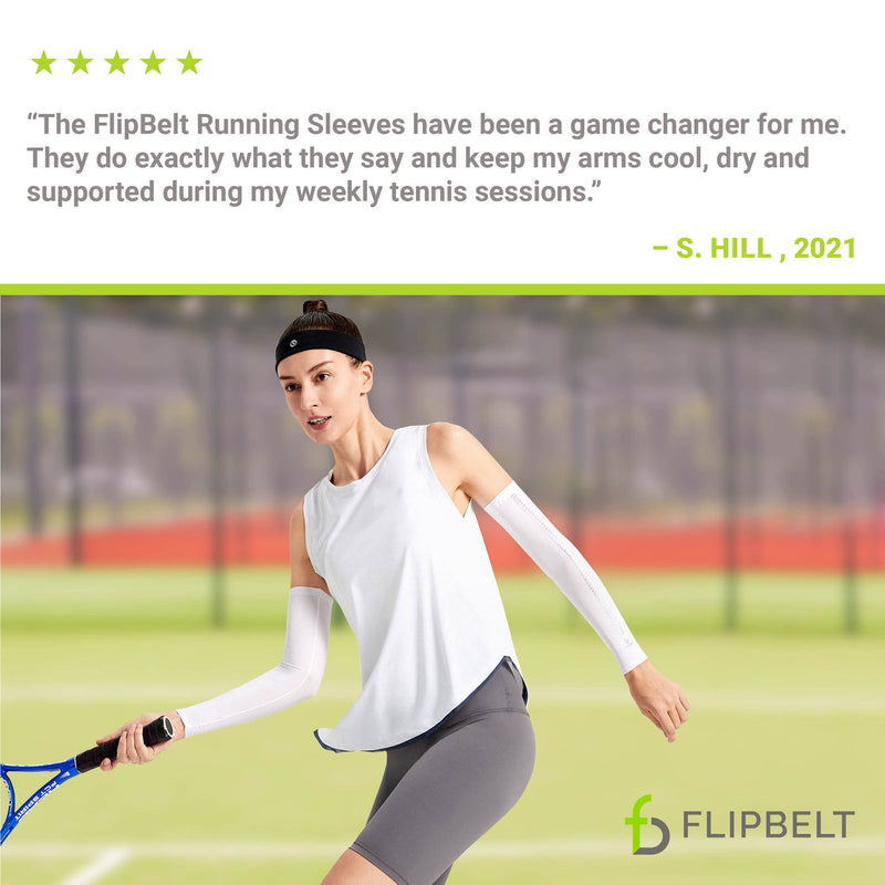 FlipBelt Arm Sleeves for Women and Men USA Company | UV Protection Elbow Brace for Women and Men | Cooling Arm Sleeves White Medium/Large