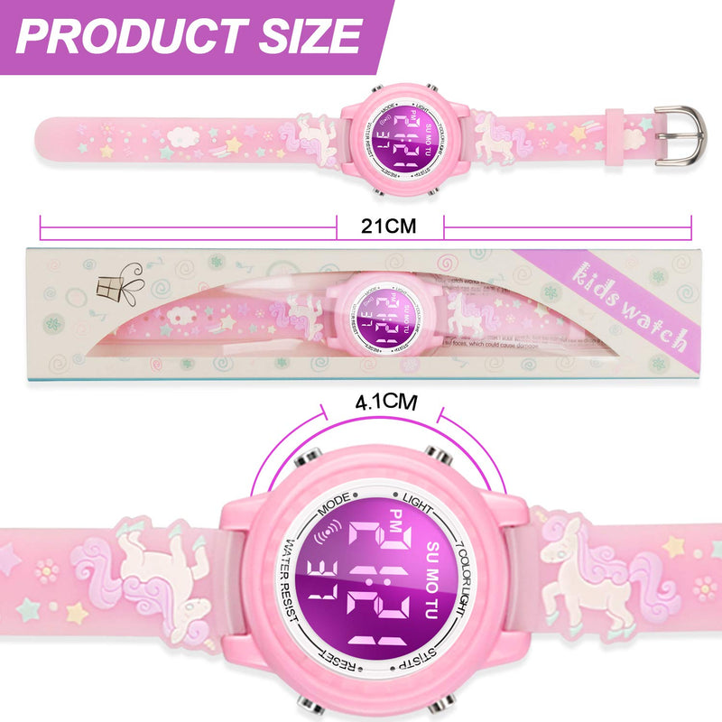 Viposoon Gift for Kids Age 3 4 5 6 7 8 9, Watches for 4-10 Year Old Kids Outdoor Toys for Boys Girls - Best Gifts Unicorn Pink