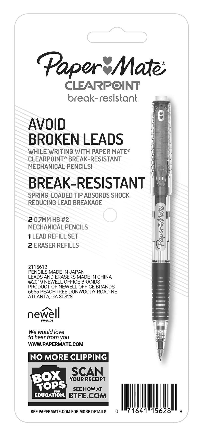 Paper Mate Clearpoint Break-Resistant Mechanical Pencils, HB #2 Lead (0.7mm), 2 Pencils (Dark Blue and Dark Green), 1 Lead Refill Set, 2 Erasers Blue and Green