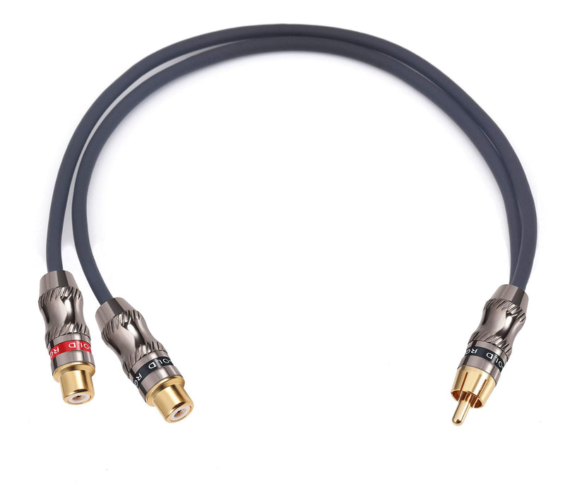 Devinal RCA Splitter, RCA 1 Male to 2 Female Cable Adapter, Stereo Audio RCA Y-Cable Heavy Duty, subwoofer Splitter Gold Plated 10" (25 cm) M-2F