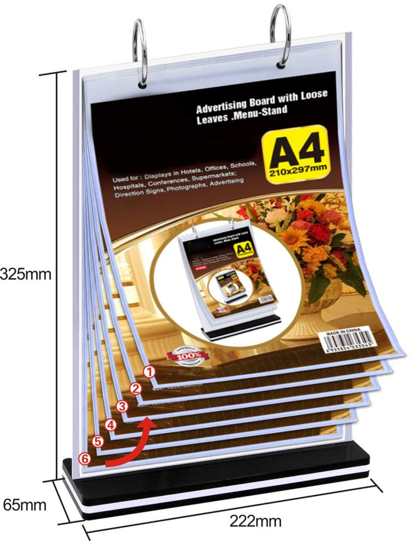 A4 Multi-Page flip Display Card Label Display Stand Detachable Label Business menu Folder, T-Shaped Double-Sided 8.5 x 11