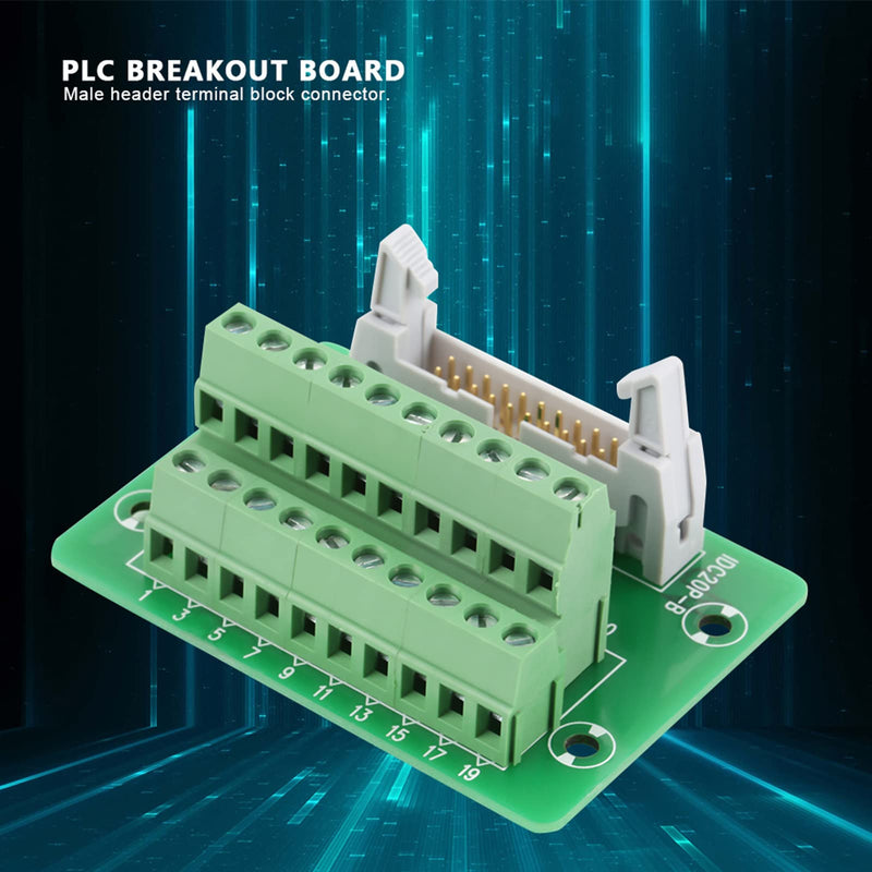 IDC20P 20-pin pin header terminal block breakout board PLC interface with bracket for PLC DIN rail mounting