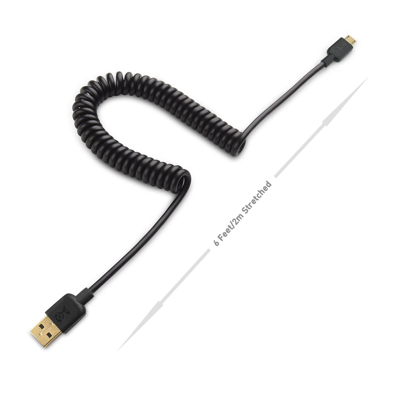 Cable Matters 2-Pack Coiled USB Cable (Coiled Micro USB to USB 2.0) 2-4 Feet