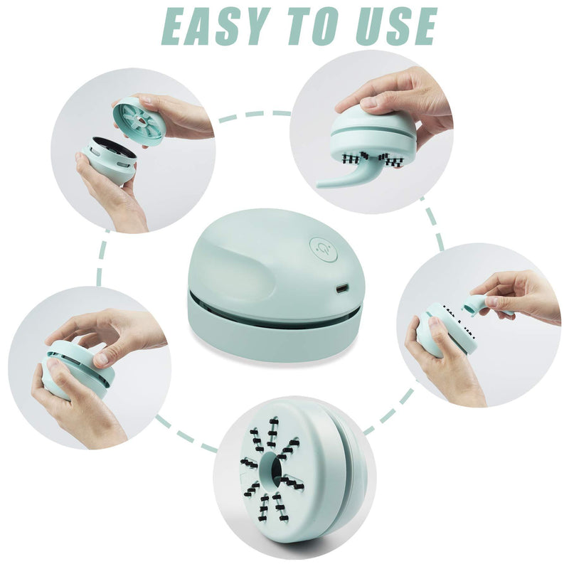 Desktop Vacuum Cleaner USB Charging with Vacuum Nozzle Cleaning Brush, Detachable Design & Portable Mini Table Dust Vaccum Cleaner, Best Cleaner for Cleaning Dust, Crumbs, Piano, Computer, Car Etc