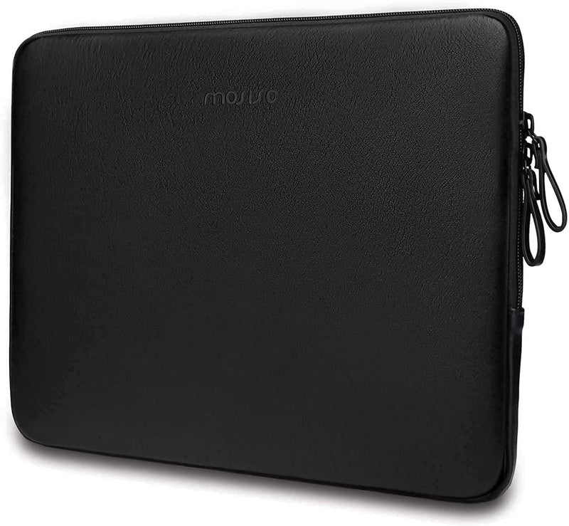 MOSISO 16 inch Hard Case & Bag Compatible with 2020 2019 Release A2141, Plastic Peony Hard Shell Case & Keyboard Cover & Screen Protector & Laptop Sleeve PU Leather Padded Bag Waterproof Case, Black