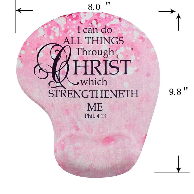 Memory Foam Mousepad with Wrist Support, Custom Bible Verse Pink Sparkles Glitter Pattern Mouse Pad Wrist Rest, Super Non-Slip PU Base