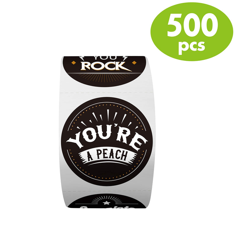 500 PCS Retro Chalkboard Thank You Stickers in 8 Designs with Perforation Line for Personal and Business Use (Each Measures 1.5" in Diameter)