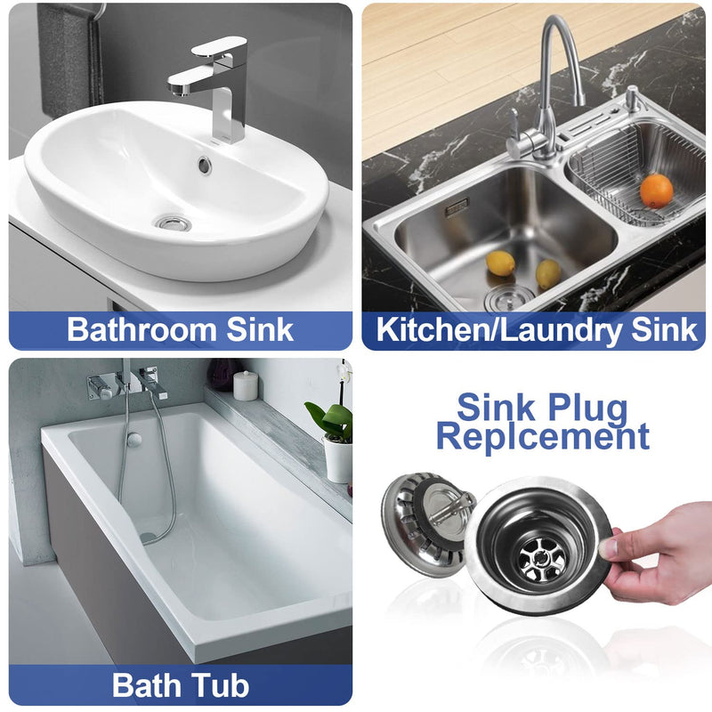 VIKSAUN Sink Collection 304 Stainless Steel Kitchen Strainer Basket Valve Sink Basket Strainer Plug Kitchen Sink Strainer (114mm) 114mm