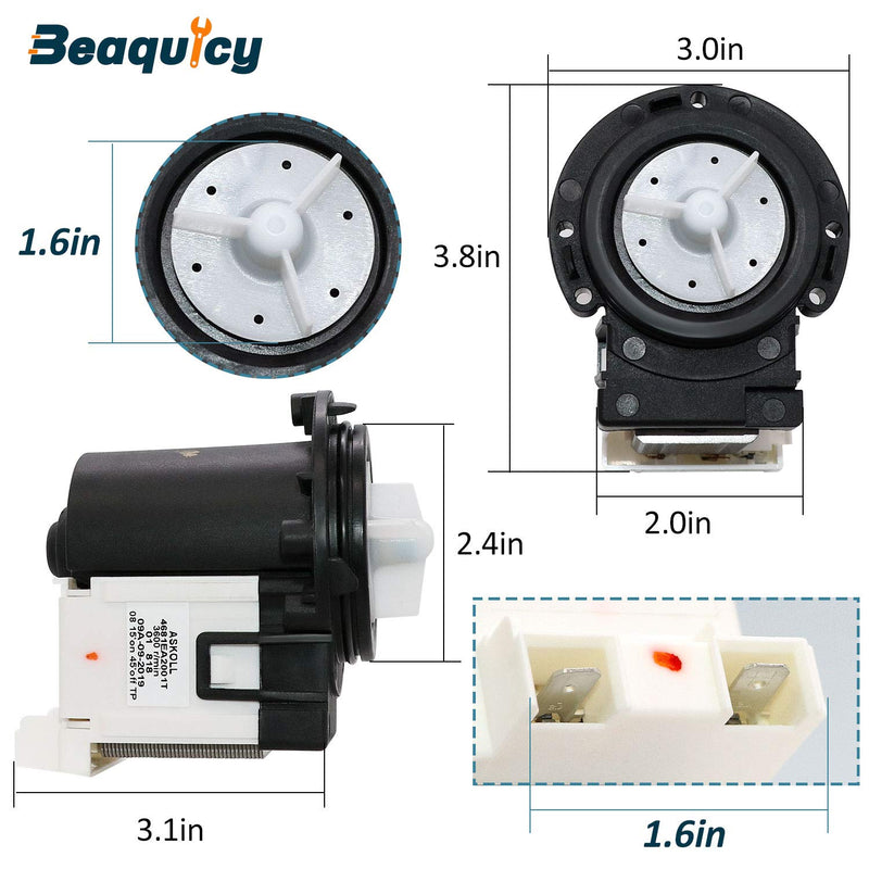 4681EA2001T Washer Drain Pump Motor by Beaquicy - Replacement part for Ken-more and L-G Washing Machine (OEM 4681EA2001T Original Version)