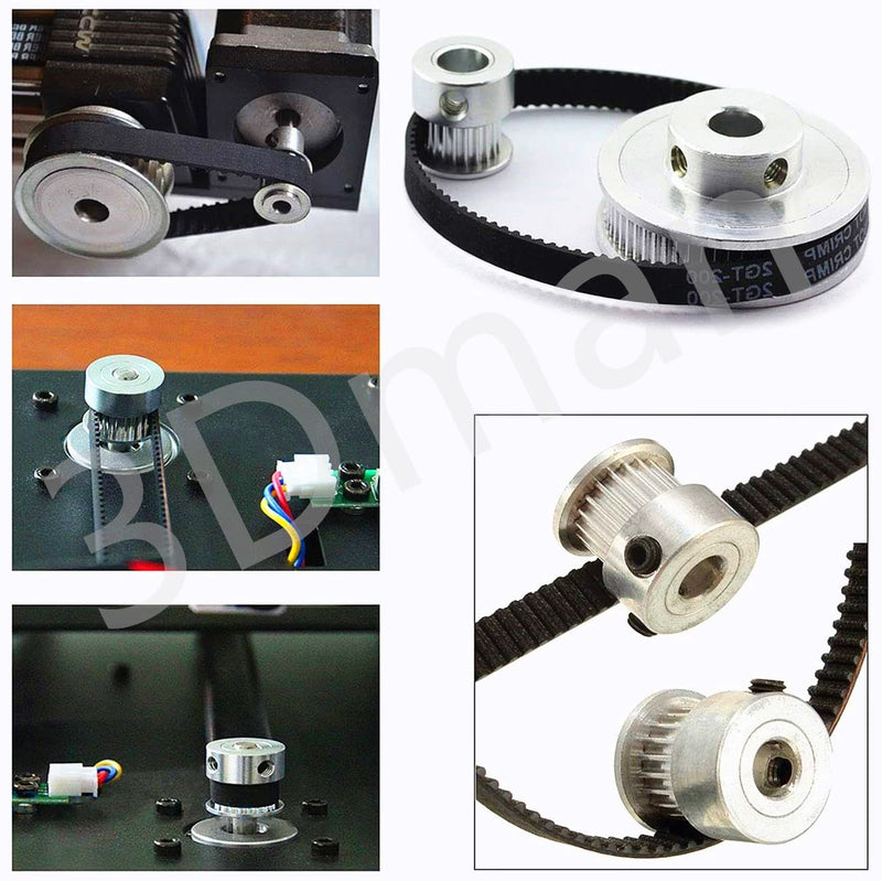 3Dman 2Kit 2GT Synchronous Wheel 20&60 Teeth 8mm Bore Aluminum Timing Pulley with 2pcs Length 200mm Width 6mm Belt 60 Teeth 8mm bore