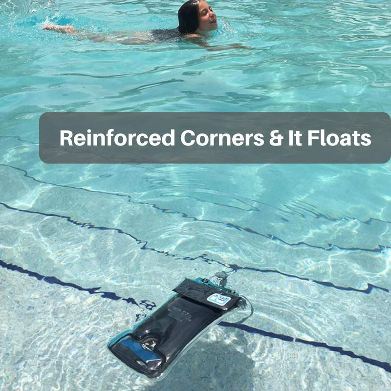 AquaVault 100% Waterproof Floating Smart Phone Case & Money Pouch, Fits All Phones, Made from Premium Heavy Duty PVC for Added Drop Protection, Includes Adjustable Neck Strap Black
