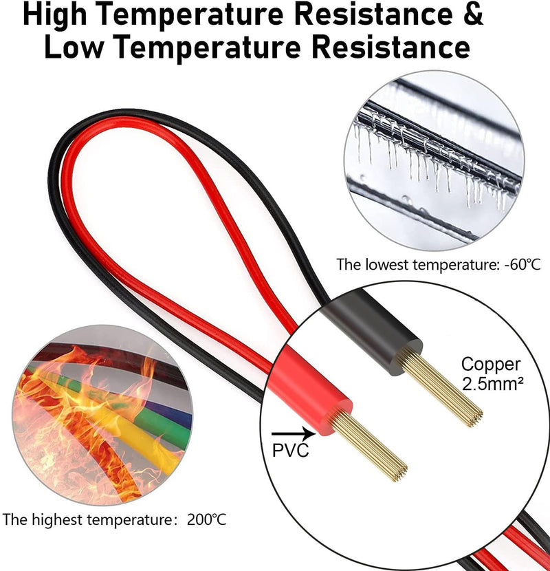 Gebildet Banana to Banana Plug Test Lead Set, 4mm Stackable Banana Plug Wire Test Lead Cable for Multimeter, Electrical Test Lead 1000V/15A Red and Black Banana Plug