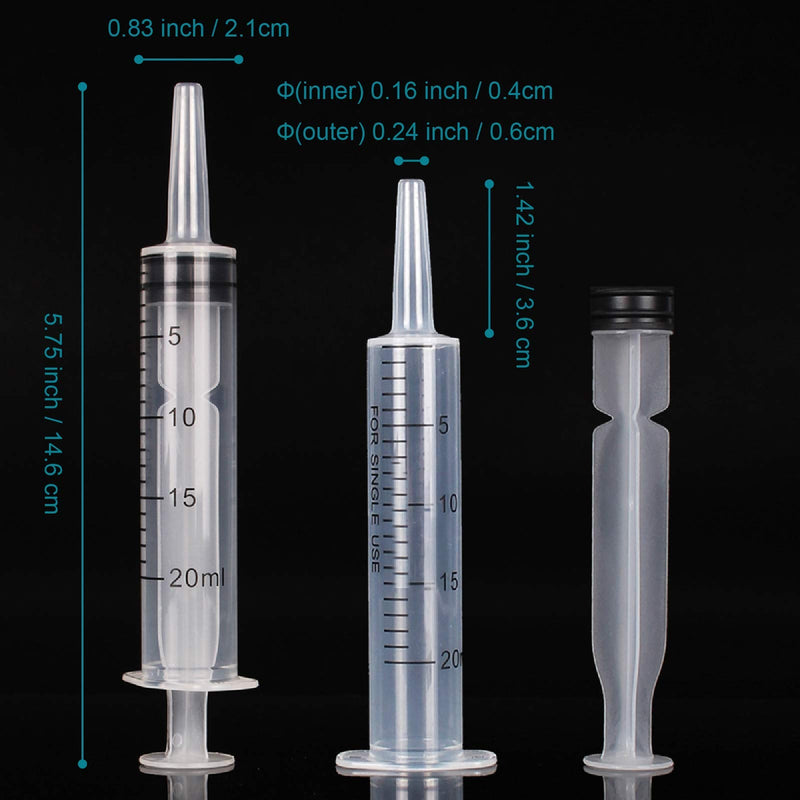 6 Pack 20ml Syringe Without Needle - Syringes for Lip Gloss, Large Plastic Syringes for TKB Lip Gloss Base (Versagel)，Scientific Labs, Dispensing, Measuring, Watering, Refilling，Multiple Uses