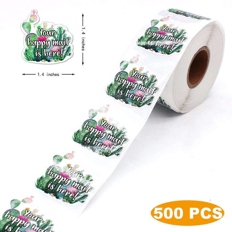 Muminglong 1.5 Inch Cute Cactus Your Happy Mail is Here Stickers, Small Shop Stickers, Small Business, Thank You Sticker,Packaging Sticker, 500 PCS