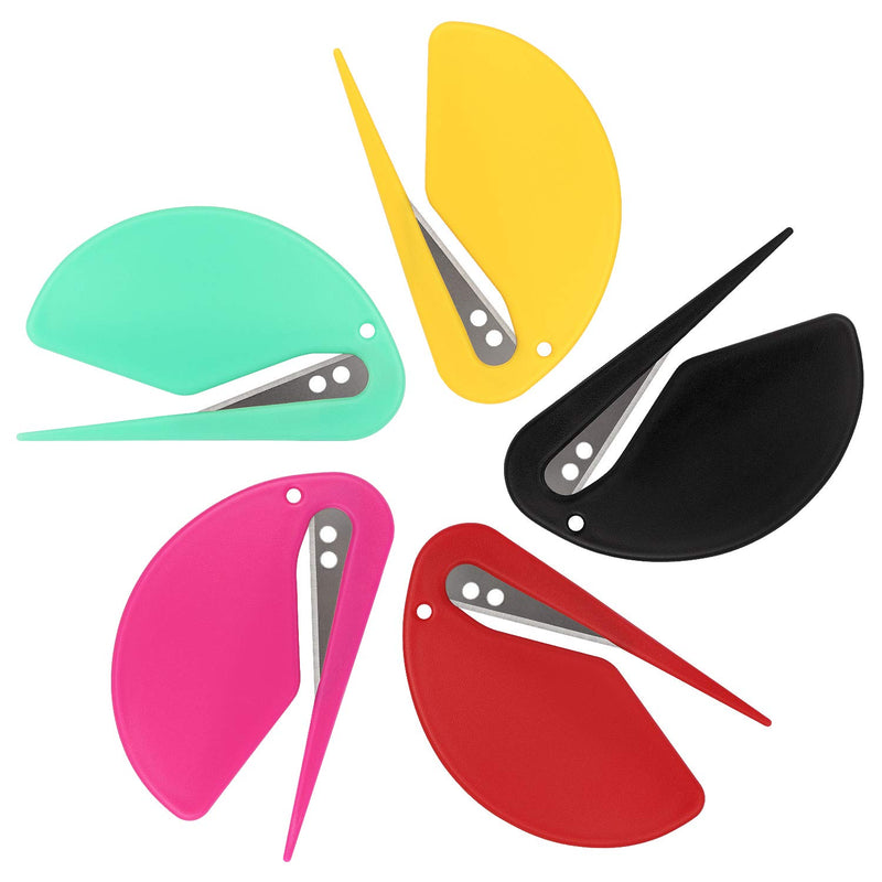 3" Letter Opener Envelope Slitter Set Sharp and Efficient Open Envelopes with Ease, 5 Color (Black/Red/Yellow/Green/Rose Red) Black/Red/Yellow/Green/Rose