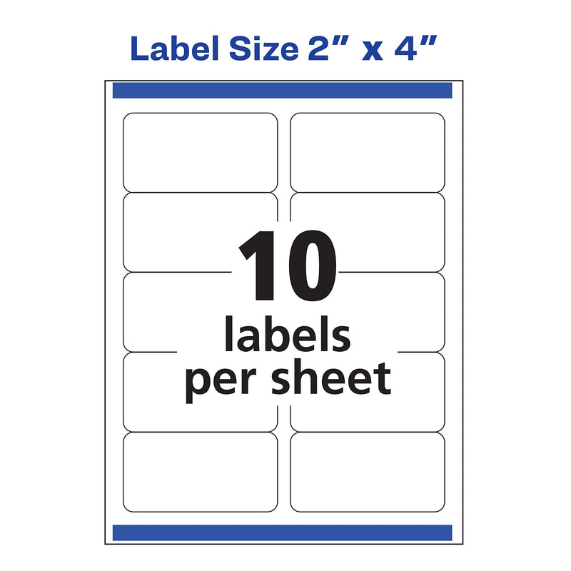 Avery Clear Easy Peel Shipping Labels for Inkjet Printers 2" x 4", Pack of 100 (18863),White 1 pack