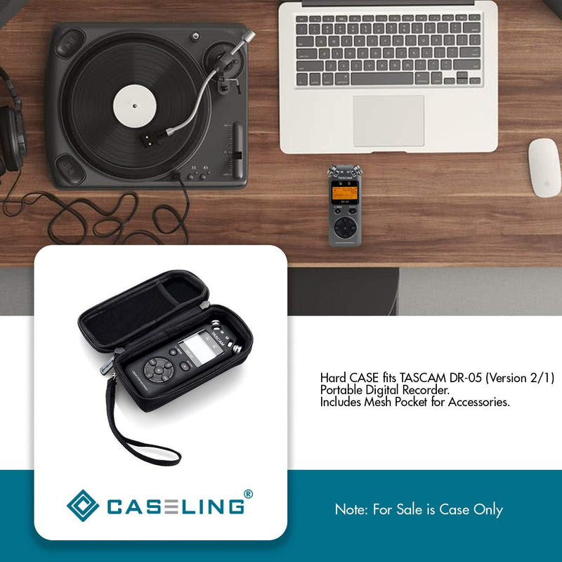 Hard CASE fits TASCAM DR-05 / DR-05X (Version 2/1) Portable Digital Recorder. - Includes Mesh Pocket for Accessories. by Caseling