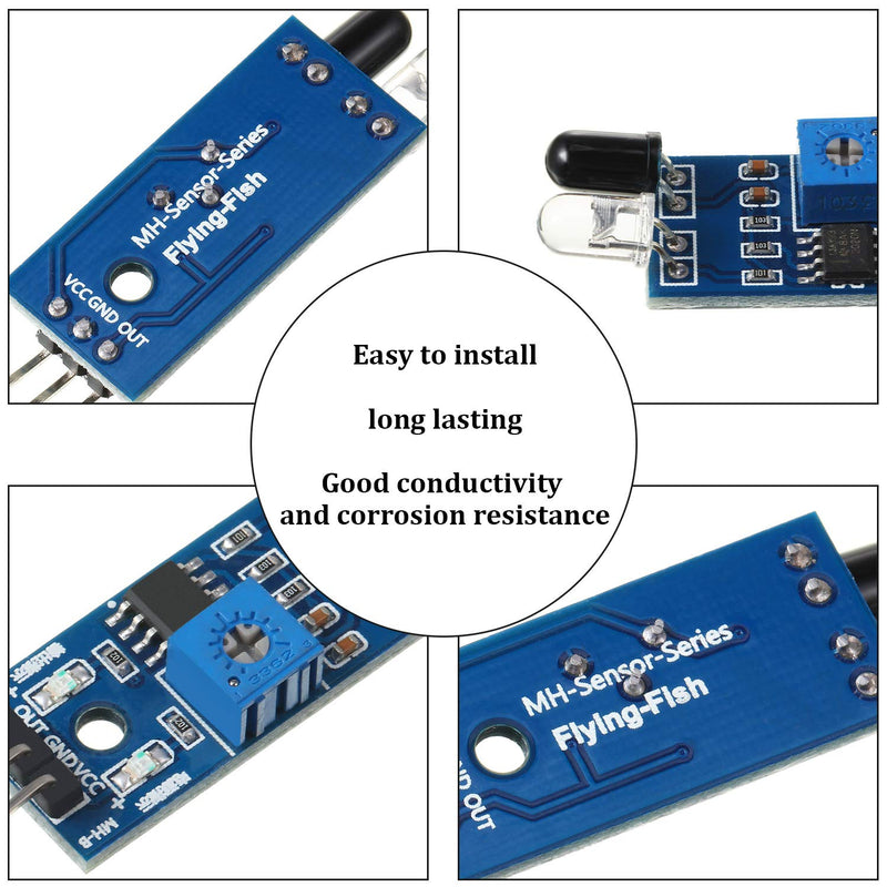 20 Pieces IR Infrared Obstacle Avoidance Sensor Module 3 Wire Reflective Photoelectric Sensor Module Compatible with Arduino Smart Car Robot Raspberry Pi 3