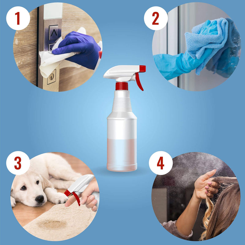 LiBa Spray Bottles (4 Pack,16 Oz), Refillable Empty Spray Bottles for Cleaning Solutions, Hair Spray, Watering Plants, Superior Flex Nozzles, Squirt, Mist Sprayer, Bleach/Vinegar/Rubbing Alcohol Safe 4 Count (Pack of 1) Frosted