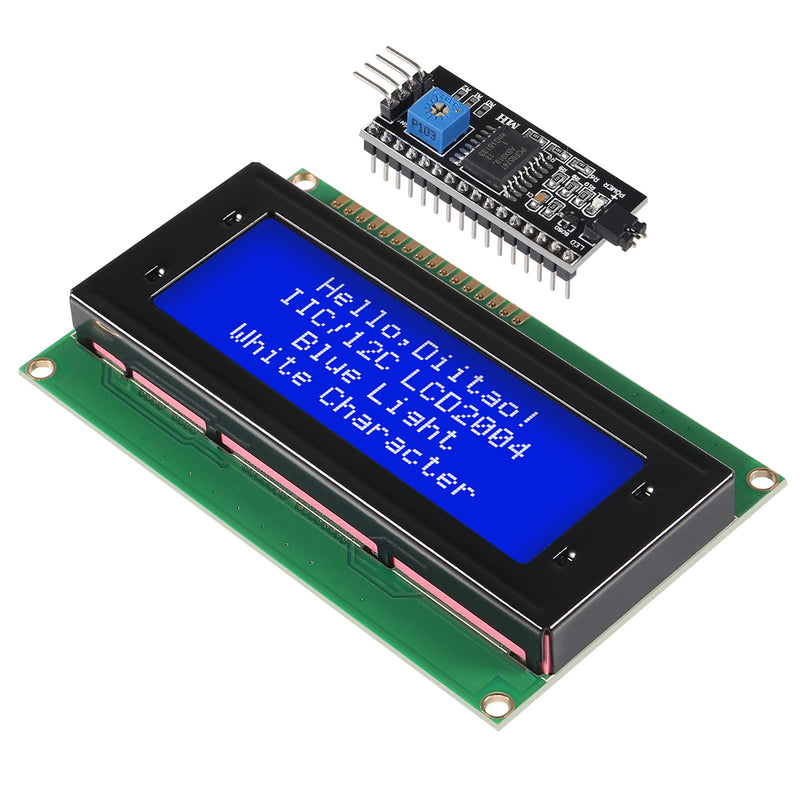 Diitao 2Set LCD 2004 Module,IIC I2C TWI Serial 20x4 LCD Module with I2C Interface Adapter Blue Backlight (20x4 I2C LCD) 20x4 I2C LCD