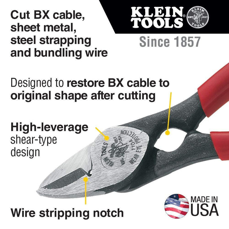 Klein Tools All-Purpose Shears and BX Cutter 1104, Red