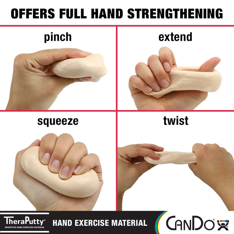 CanDo Theraputty Plus Hand Exercise Putty for Rehabilitation, Exercises, Hand Thearpy, Occupational Therapy, Hand Strengthening, Improve Motor Skills, Stress Relief 4-ounce XX-SOFT