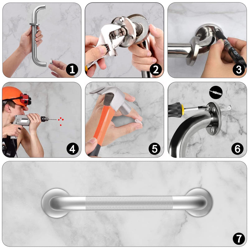 2 Pack 12 Inch Grab Bars for Bathtubs and Showers, Anti Slip Shower Grab Bars Stainless Steel Shower Handle Toilet Handicap Elderly Senior Assist Bathroom Saft Handle 12inch