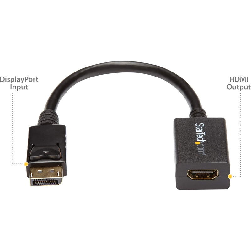 StarTech.com DisplayPort (Male) to HDMI (Female) Adapter Converter - 1920x1200 - Latching DP Connector - DisplayPort Laptop or Desktop to HDMI (Female) to Connect HDMI Monitor/ Video Cable (DP2HDMI2) 8 inches Single