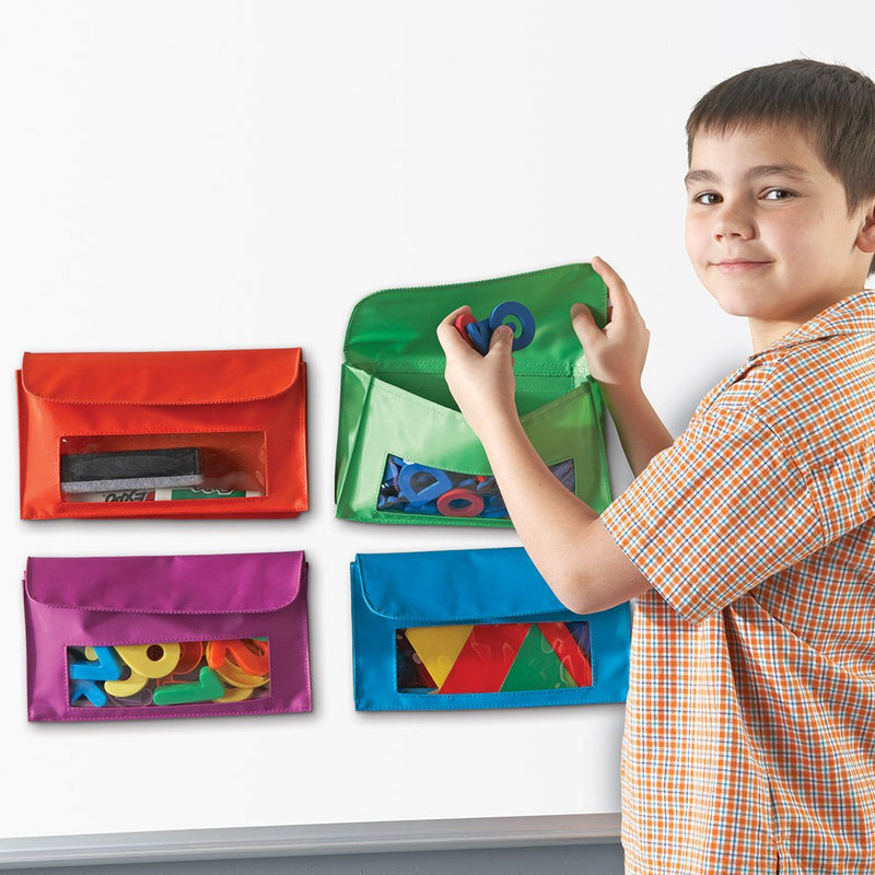 Learning Resources Magnetic Storage Pockets, Whiteboard Accessory Case, Classroom Organization, Set of 4 In 4 Colors