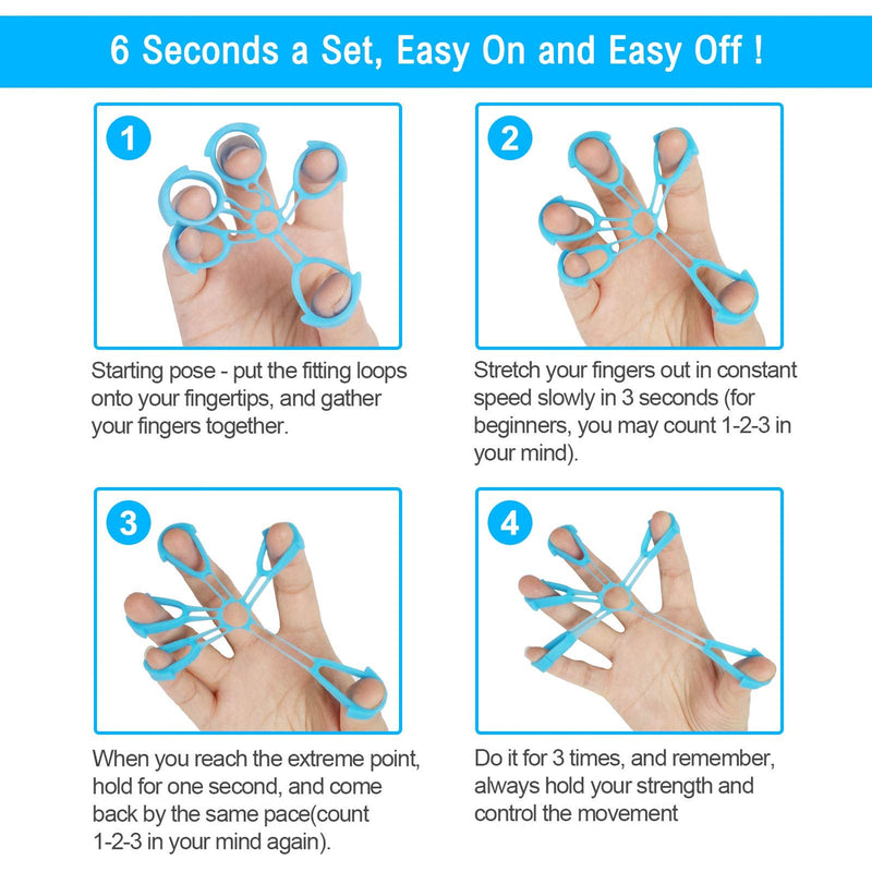 Fanwer Finger Strengthener & Finger Stretcher Hand Extensor Exerciser Set for Arthritis Carpal Tunnel Exercise to Improve Grips Performance for Elderly (3 Levels)