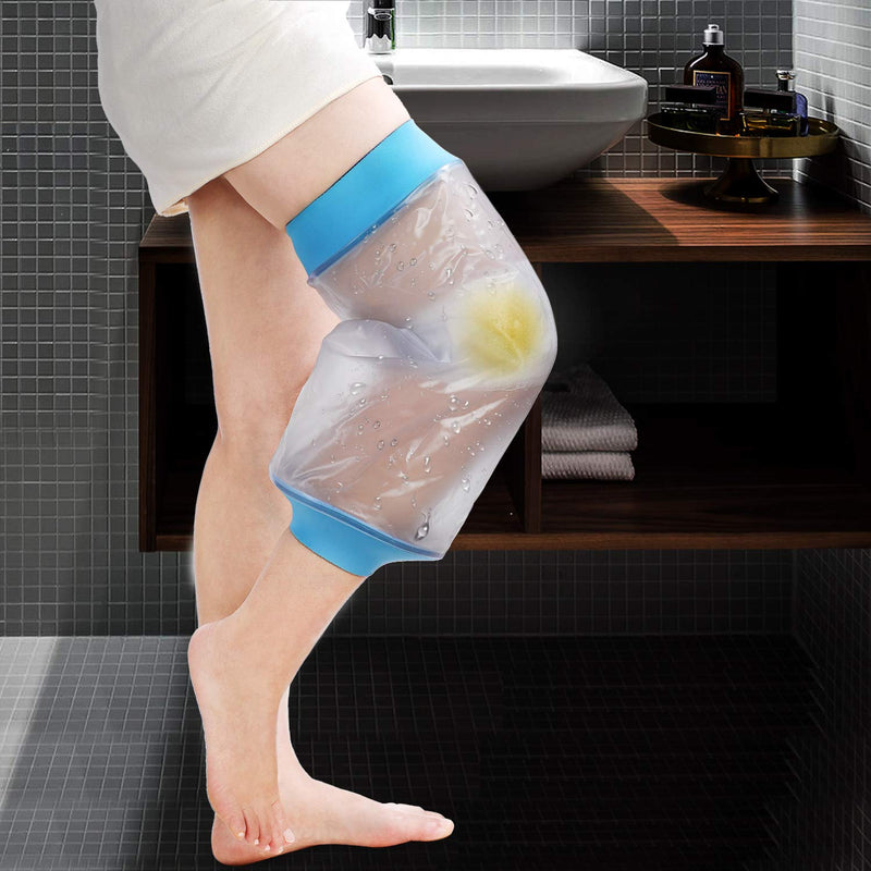 Knee Cast Cover for Shower Waterproof Bandage Cast Protector for Knee Replacement Surgery, Wound, Burns Watertight Protection Reusable Fit knee 11.8" to 20.8"